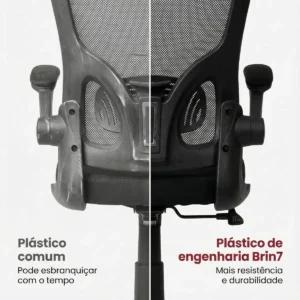 Cadeira Escritório Ergonômica Ajuste Lombar Laudo NR-17 Giratória Office Estofado Tecido/mesh Marca Brin7 Modelo B7-001-PT - Imagem 5