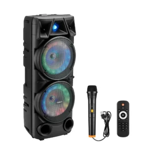 Torre De Som Graves Potentes Bass Boost, Iluminação Colorida, Karaokê, Party Speaker Caixa De Som Amplificada Caixa De Som Bluetooth Usb Tf Mic Dc5v Aux Amplificador Duplo Com Tela De Exibição - Imagem 4