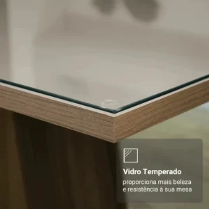 Sala De Jantar Mesa Tampo De Vidro 4 Cadeiras Tifani Madesa Cor Rustic/Crema/Sintético Bege XMMDJA040165 - Imagem 7