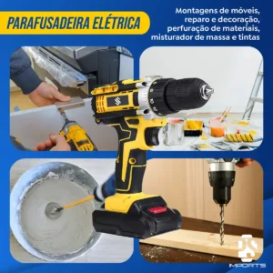 Parafusadeira Furadeira C/ 2 Baterias Maleta Kit Completo Led Eixo Flexível Vários Níveis Torque - Imagem 4