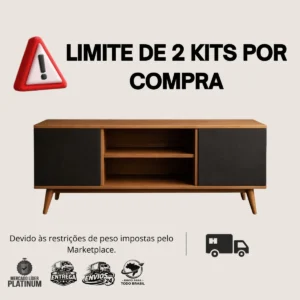 Rack Sala Estante Industrial Retro Com 2 Portas Com Nichos - Imagem 2