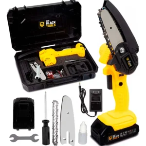 Motosserra Mini BTS-100 Bateria Recarregável 21v The Black Tools Cor Amarelo - Imagem 1