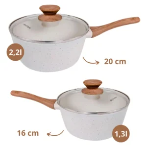 Jogo De Panelas Indução Gourmet Antiaderente Cerâmica Premium Mármol 10 Peças Mimo Style - Imagem 6