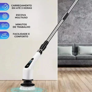Escova De Limpeza MOP Elétrica 9 Em 1 Multifuncional Giratória Recarregável Cozinha Banheiro Esfregão Multiuso Rotatória Magica 360° Sem Fio Marca POP Imports - Imagem 4