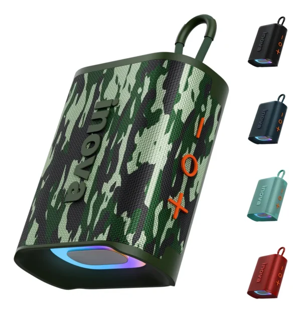 Mini Caixa De Som Portatil , Inova Caixa de Som pequena com Radio FM E RGB, caixinha som bluetooth À Prova D'água IP67, Caixa De Som Potente Para Moto Bike, Bateria 15h, TWS Som Estéreo Grave