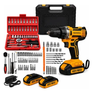 Parafusadeira Furadeira De Impacto 2 Baterias + Kit 46 Peças - Imagem 1