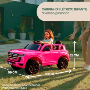 Carrinho Elétrico Infantil Com Controle Remoto Toyota Cor Rosa-chiclete Voltagem Do Carregador 127/220v - Imagem 2