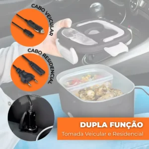 Marmita Elétrica Térmica Preta Bivolt 110v/220v E Veicular 12v/24v + Bolsa Térmica Lancheira Doméstica Trabalho 1.5l Carro/casa Portátil Aquecedor De Alimentos Uber Carro Caminhão - Imagem 5