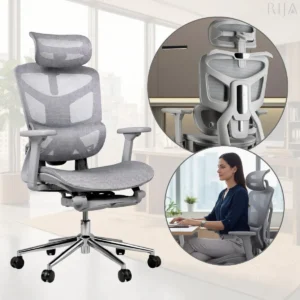 Cadeira Escritório Ergonômica Presidente Rija Diamond Cinza Tela Mesh - Imagem 3