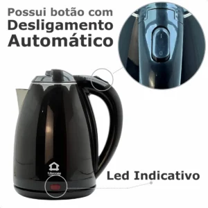 Kit Chaleira Elétrica Garrafa Térmica Com Açucareiro Filtro - Imagem 6