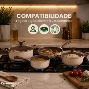 Jogo de Panelas Essenza Di Cheff 10 Peças Antiaderente Alumínio Teflon - Imagem 7