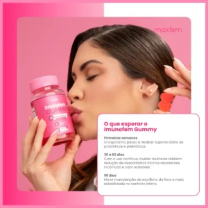 Imunofem Gummy Probiótico 40bi Feminino Ph Íntimo Saúdável - Imagem 7