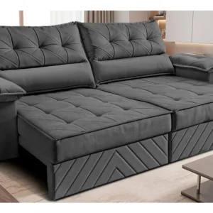 Sofá Retrátil 2,40m Molas E Espuma D33 Thunder. Cama Inbox - Imagem 1