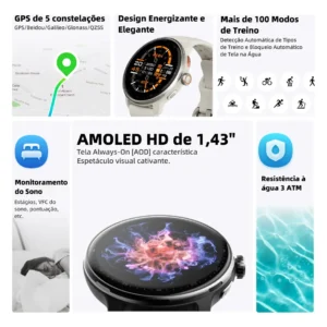Relógio Inteligente Gps Smartwatch Amoled 3atm Outdoor Strar - Imagem 4