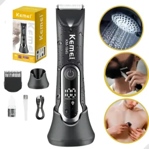 Aparador de Pelos Kemei KM-1845 Prova D'Água Sem Fio Preto - Imagem 1