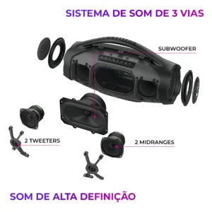 Caixa De Som Boombox Aiwa AWS-BBS-01B 200w IP66 30hs De Bateria - Imagem 5
