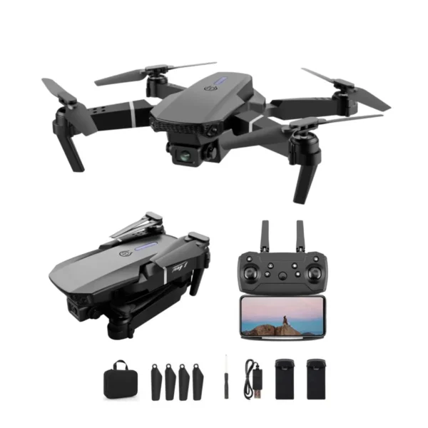 Drone Mini Pro 2 Câmeras Com Aplicativo Para Acompanhamento Em Tempo Real 2 Baterias Completo Com Assistente De Pouso E Sensores + Maleta De Transporte Drone Preto