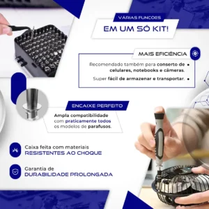 Kit Chave Precisão Profissional 115 Peças MagnéticoManutenção Celular Notebook Jogo Compacta Multiuso iPhone Computador Vídeo Game Tablet Philips FendaTorx Y Nixzen - Imagem 5