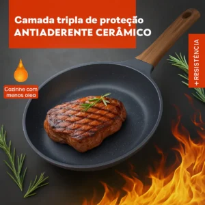 Frigideira Antiaderente Cerâmica 20cm Indução Gás Fogão Cabo Madeira Resistente Alta Temperatura - Era Home Decor - Imagem 4