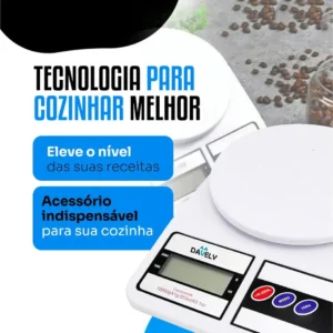Balança Digital De Precisão 10kg Davely Cook Cozinha Para Uso Domestico E Profissional Fitness Ideal Para Dietas Treinos Alimentos Confeitaria Nutrição Branco - Imagem 3