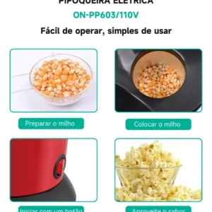 Máquina Pipoca Elétrica Ar Quente Pipoqueira Sem Óleo 170ml - Imagem 3