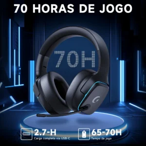 Olafvi Fone de Ouvido Bluetooth Sem Fio Headset Gamer BL 5.3 Preto Capitão 780 7.1 LED RGB - Imagem 5