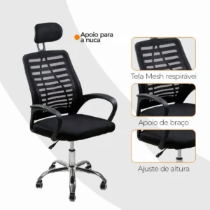 Cadeira de escritório Oficial Webshop Diretor Mesh Dir360 ergonômica preta com estofado de malha - Imagem 8