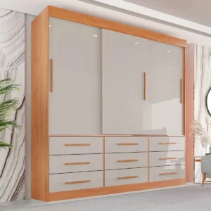 Guarda Roupa Casal 3 Portas 9 Gavetas Luana Sallêto Móveis - Imagem 2