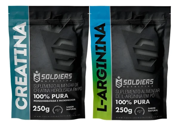 Kit: Arginina 250g + Creatina 250g Soldiers Nutrition