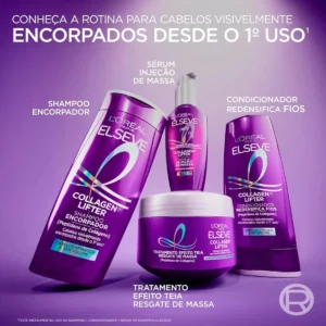 L'Oréal Paris Elseve Collagen Lifter Kit Shampoo, Condicionador e Sérum Leave-in com Peptídeos e Proteção Térmica para Cabelos Finos, Volume em 3D, 400ml + 400ml + 100ml - Imagem 4