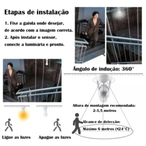 Kit 3 Sensor De Presença Lâmpada Com Fotocélula Soquete E27 - Imagem 3