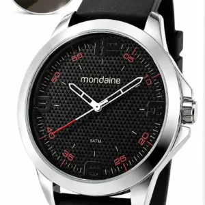 Relógio Mondaine Masculino De Pulso Analógico Quartzo Pulseira Silicone Confortável Preto Prata Prova D'água 50 Metros - Imagem 1