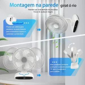 Ventilador De Mesa E Parede Ajustável Silencioso Portátil - Imagem 5