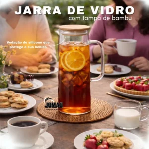 Jarra De Vidro Borossilicato 1,2 L Com Tampa Bambu Vedação Hermética Para Sucos Água Pítia - Imagem 7