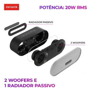 Aiwa AWS-SP-01 Caixa De Som Speaker Bluetooth Cor Preto Aiwa - Imagem 4