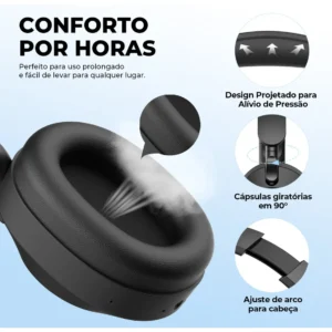 Headphone Dapon H02D Pro ANC Over Ear Bluetooth 6.0 Cancelamento De Ruído Cor Preto - Imagem 6