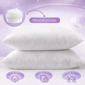Kit 02 Travesseiros Antialérgico Pluma De Ganso 70cm X 50cm Cor Branco - Imagem 4
