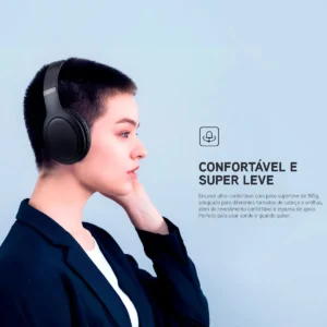 Fone De Ouvido Headphone Dapon H02D Bluetooth 5.1 Over-ear 22h Preto - Imagem 6