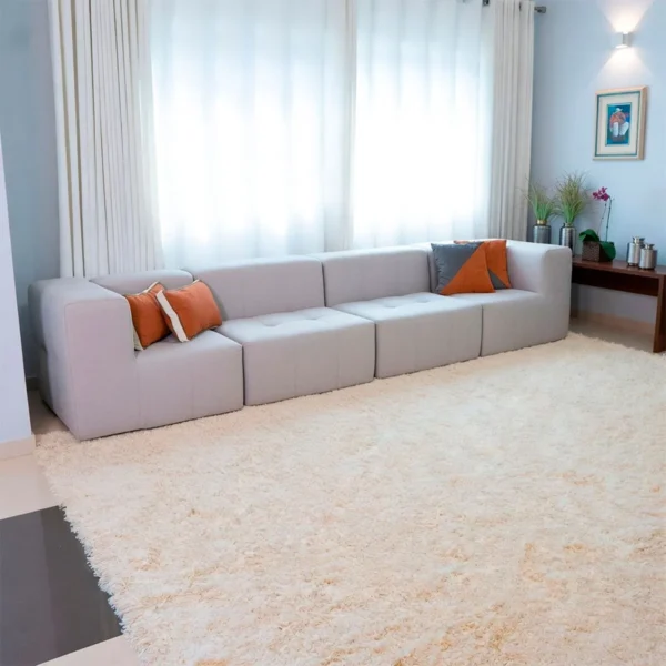 Sofá Modular Na Caixa Bouclé Linho 4 Lugares 2 Braços