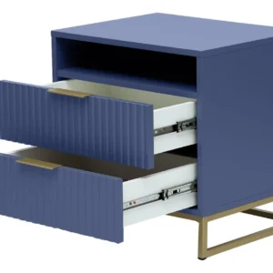 Mesa De Cabeceira Ondulada Azul Westwing Laca Semi-fosca Azul - Imagem 4