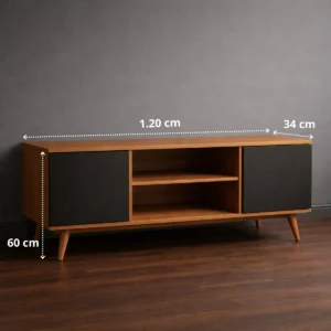 Rack Sala Estante Industrial Retro Com 2 Portas Com Nichos - Imagem 4