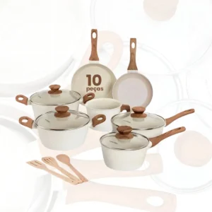 Jogo De Panelas Indução Gourmet Antiaderente Cerâmica Premium Mármol 10 Peças Mimo Style - Imagem 3