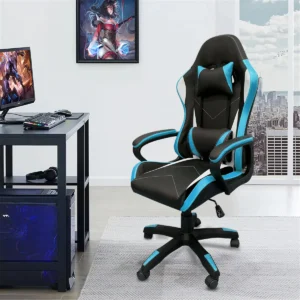 Cadeira Gamer Barata Ergonômica Python Fly Couro Sintético Cor Azul - Imagem 6