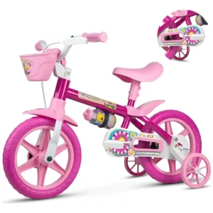 Bicicleta Infantil Aro 12 Nathor Flower Rosa Menina 2-5 Anos - Imagem 1