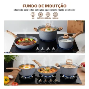 Jogo De Panelas Antiaderente Cerâmica Indução Gas 15 Peças - Imagem 7