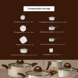 Conj de Panelas 8 Peças Ceramic Life Smart Plus Vanilla - Brinox - Imagem 5