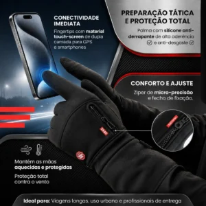 Luva Motoqueiro Térmica Impermeável Touch Screen Frio Par - Imagem 5