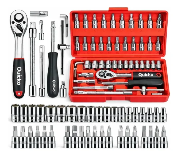 Kit Ferramentas Quicko 46 Peças com Soquetes e Chaves de Fenda, Catraca e Allen
