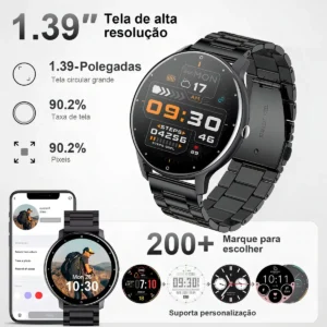 Smartwatch Mertto Esportivo ZL02 Com 2 Pulseiras, Tela de 1.39" para Android e iOS - Imagem 6