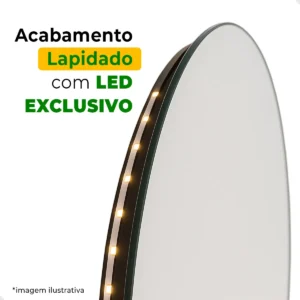 Espelho Orgânico com LED 170x70 cm Ideal para Quarto, Banheiro, Escritório, Hall e Sala - Modelo Flame com Iluminação LED Quente, Perfeito para Ambientes com Decoração Moderna - Imagem 4